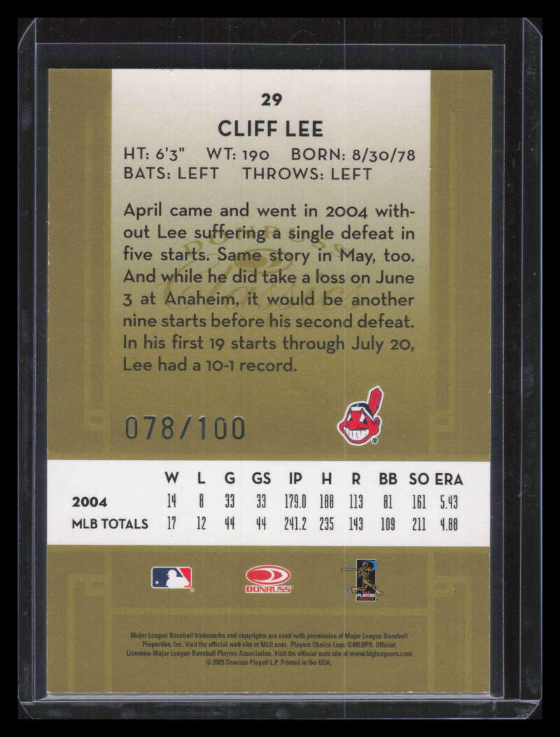 2005 Donruss Classics Significant Signatures Gold 29 Cliff Lee Auto 78/100