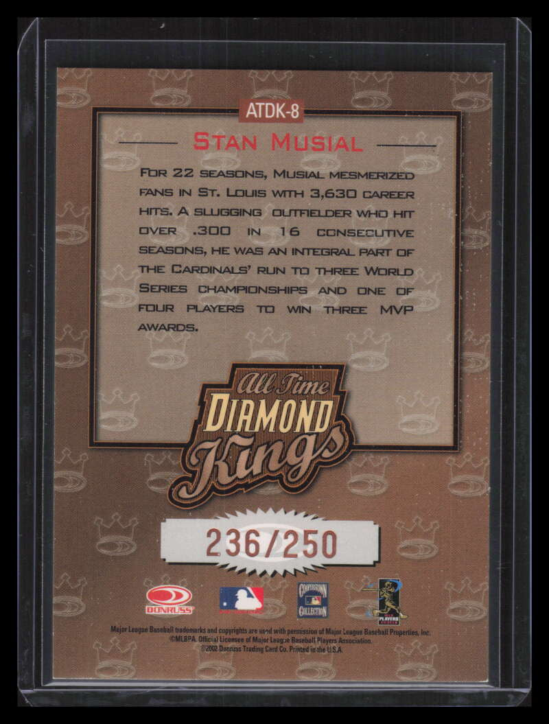 2002 Donruss All-Time Diamond Kings Studio Series 8 Stan Musial 236/250