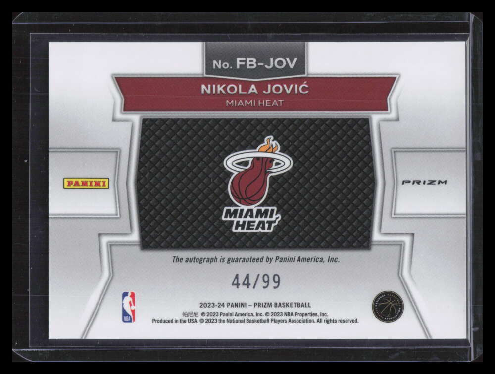 2023-24 Panini Prizm Fast Break Autographs Red 17 Nikola Jovic Auto 44/99