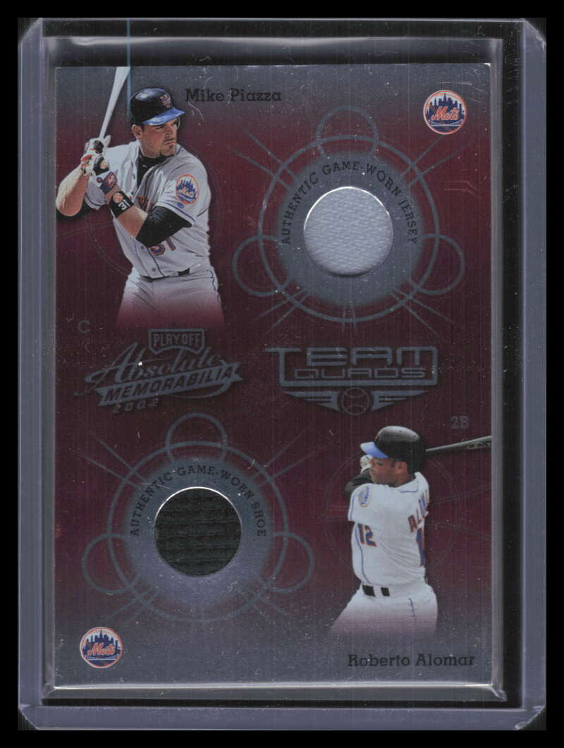2002 Absolute Team Quads Cedeno Vaughn Alomar Piazza Quad Bat Jersey Shoe 66/100