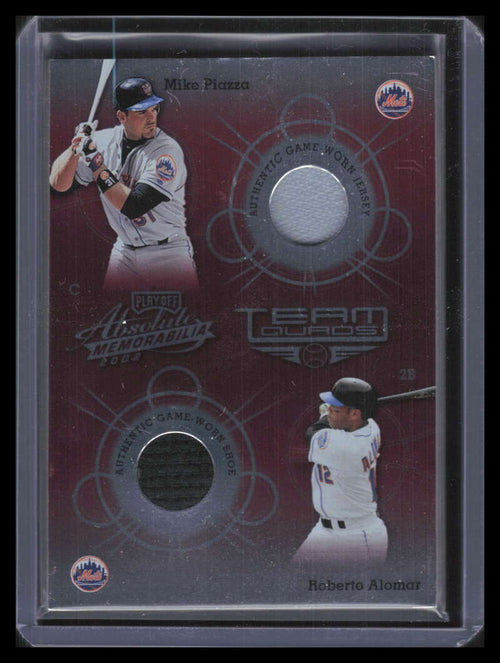 2002 Absolute Team Quads Cedeno Vaughn Alomar Piazza Quad Bat Jersey Shoe 66/100