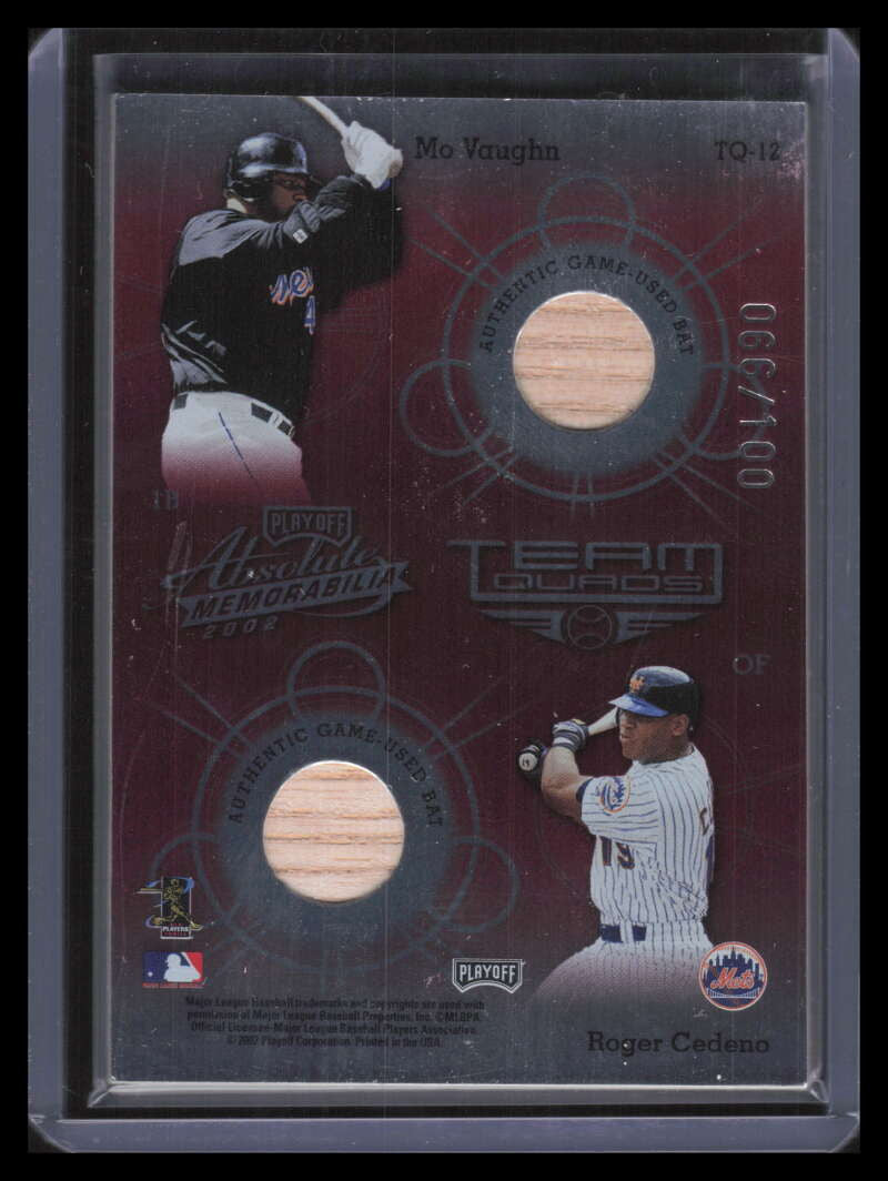 2002 Absolute Team Quads Cedeno Vaughn Alomar Piazza Quad Bat Jersey Shoe 66/100