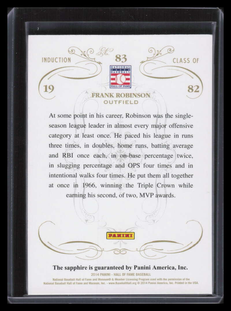 2014 Panini Hall of Fame 75th Anniversary 83 Frank Robinson Sapphire Gem 11/15