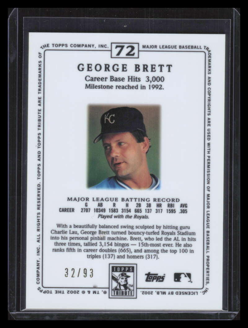2002 Topps Tribute Lasting Impressions 71 George Brett 32/93