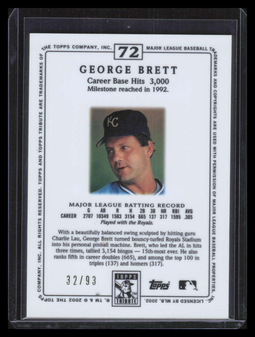 2002 Topps Tribute Lasting Impressions 71 George Brett 32/93