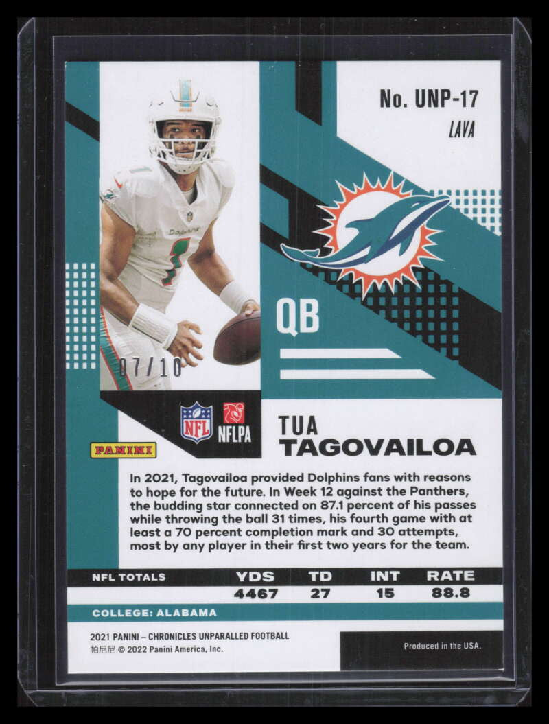2021 Panini Chronicles Unparalleled Lava 17 Tua Tagovailoa 7/10