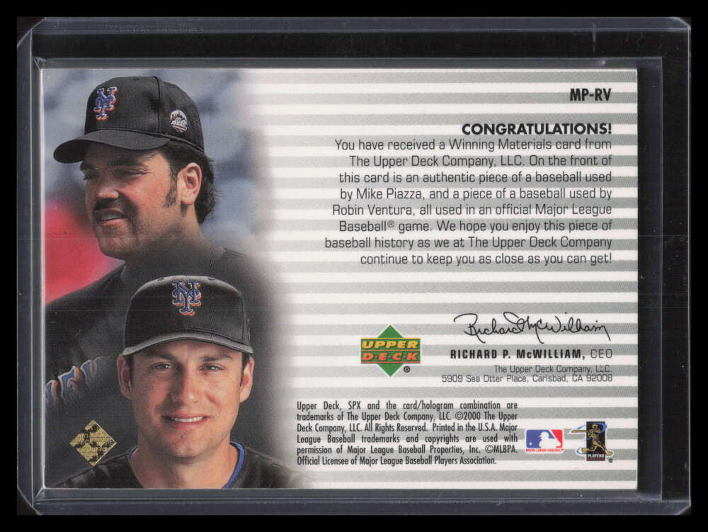 2000 SPx Winning Materials Update MPRV Ventura Mika Piazza Dual MLB Logo Ball