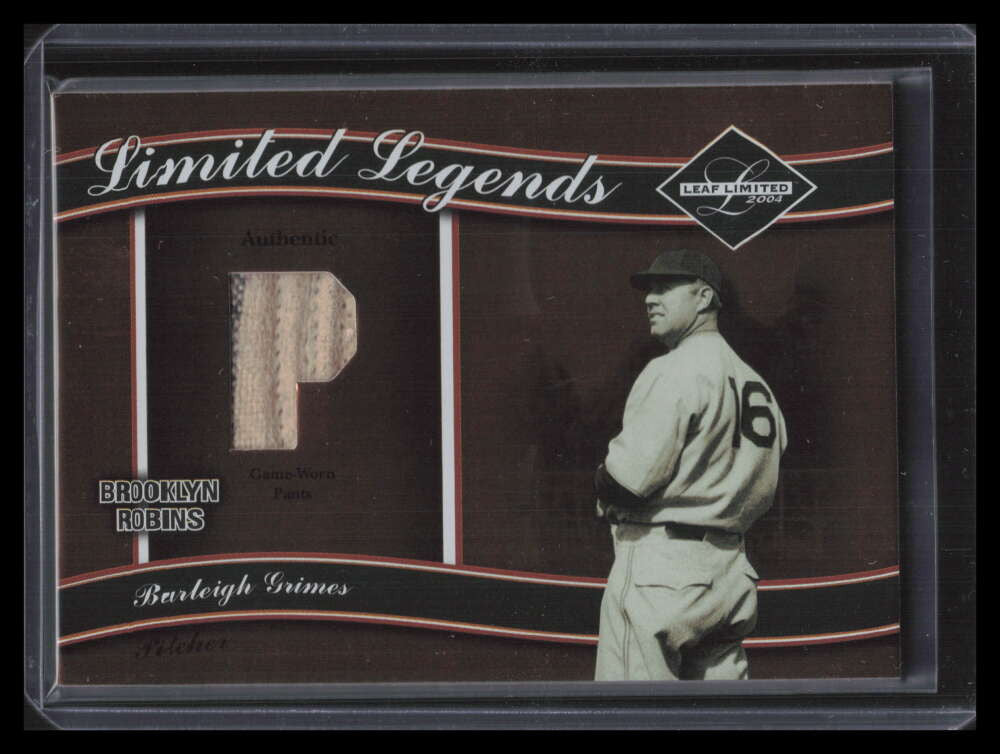 2004 Leaf Limited Legends Material Position Burleigh Grimes Jersey Pants 55/100