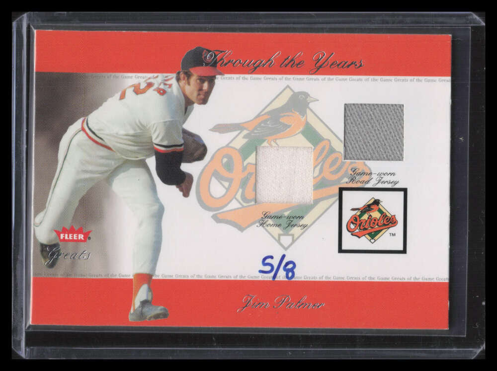 2005 National Pastime Buyback Game Used jp2 Jim Palmer Dual Jersey 5/8 2002