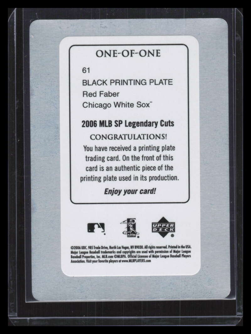 2006 SP Legendary Cuts Printing Plate Black 61 Red Faber 1/1