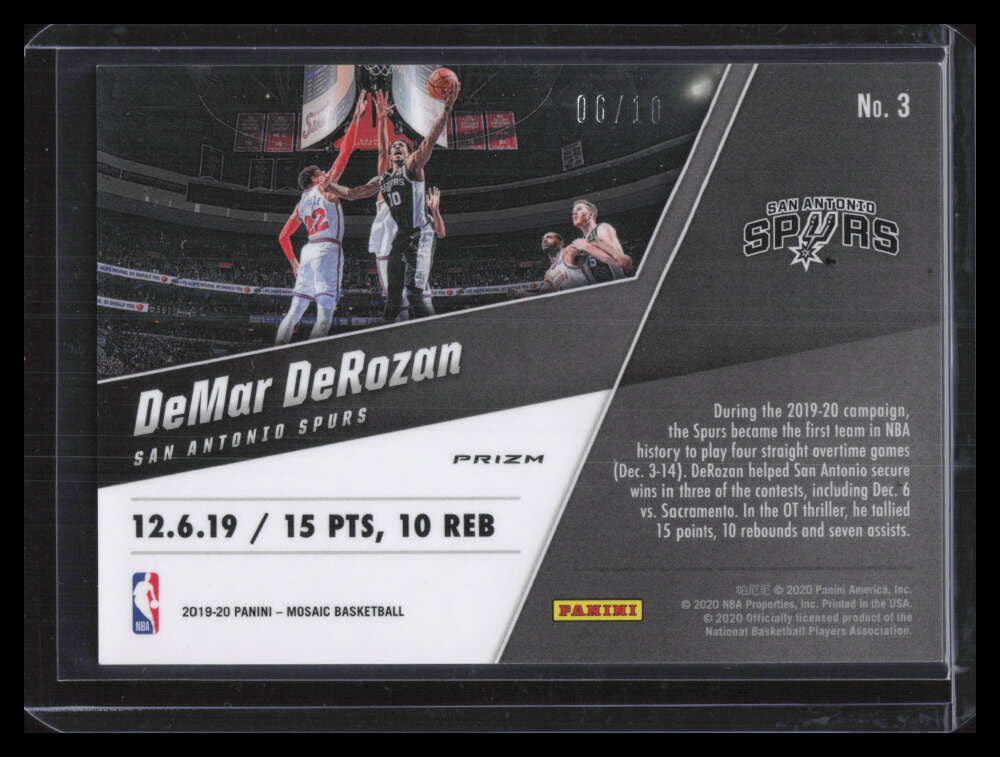 2019-20 Panini Mosaic Montage Mosaic Gold Refractor 3 DeMar DeRozan 6/10