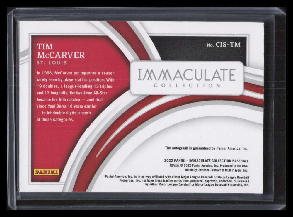 2022 Immaculate Collection Clearly Signatures Gold 26 Tim McCarver Auto 6/7