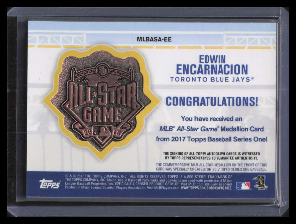 2017 Topps All Star Team Medallion Autographs Edwin Encarnacion Auto 4/10