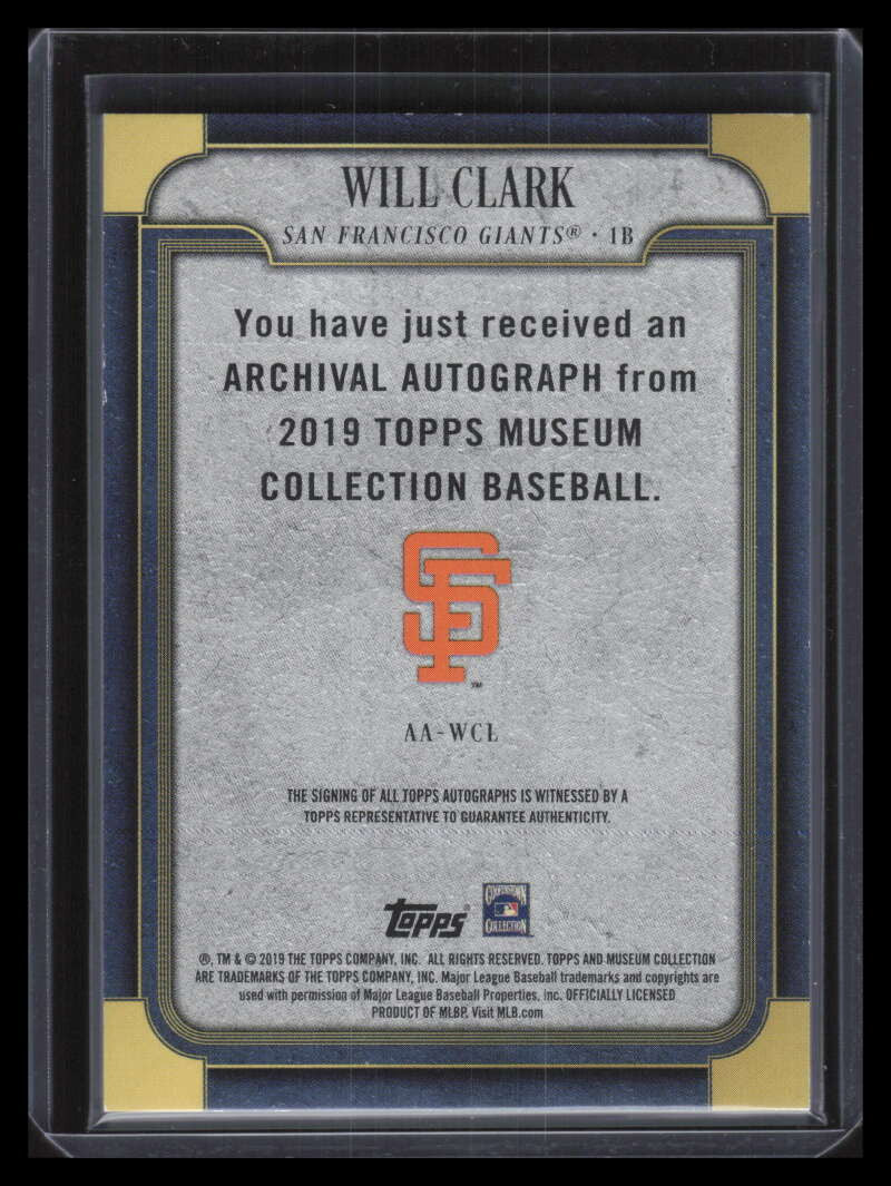 2019 Topps Museum Collection Archival Autographs Copper Will Clark Auto 33/50
