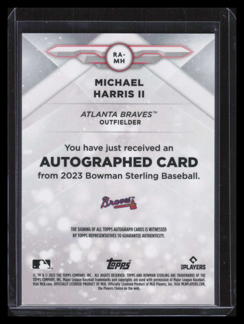2023 Bowman Sterling Autograph Silver Refractor Michael Harris Rookie Auto 1/100
