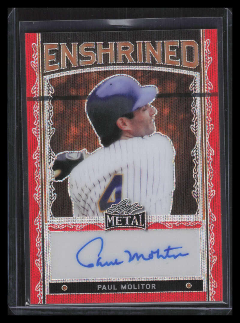 2023 Leaf Metal Enshrined Autographs Pulsar Red epm1 Paul Molitor Auto 1/1