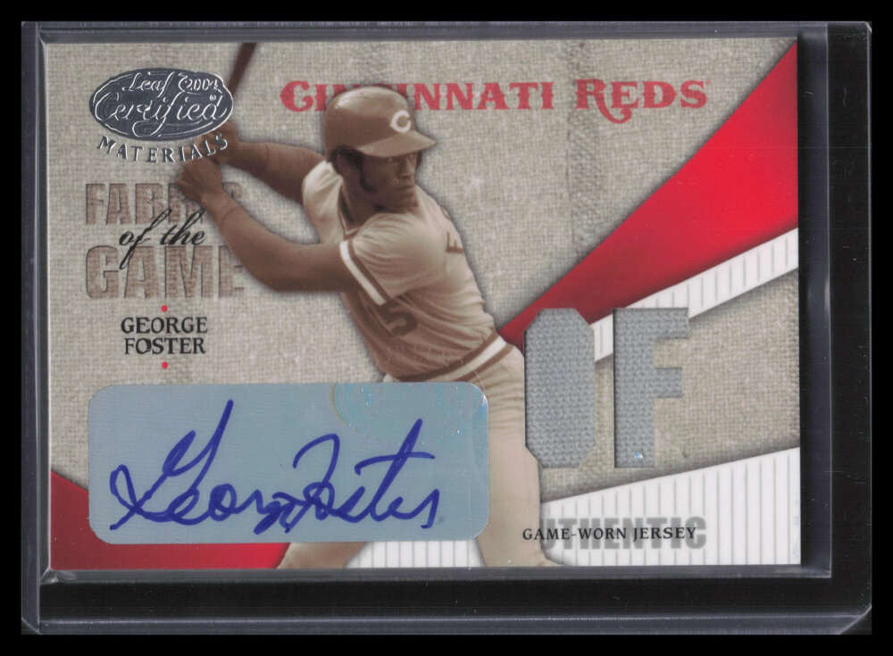 2004 Leaf Certified Fabric of the Game Autograph 48 George Foster Jersey Auto /5