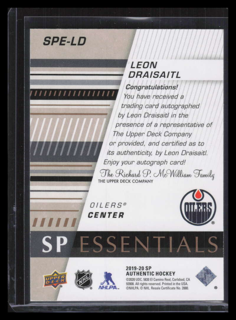 2019-20 SP Authentic SP Essentials Autographs SPELD Leon Draisaitl Auto 13/25