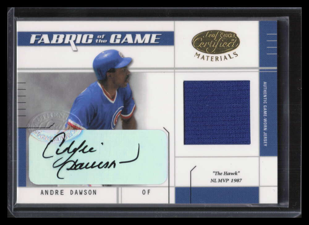 2003 Leaf Certified Fabric of the Game Autographs Andre Dawson Jersey Auto 2/5 ID: 148646