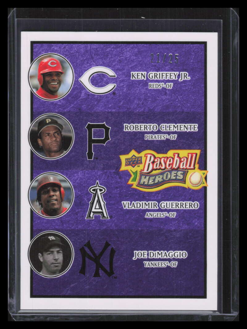 2008 Upper Deck Heroes Purple 199 Guerrero DiMaggio Clemente Griffey 21/25