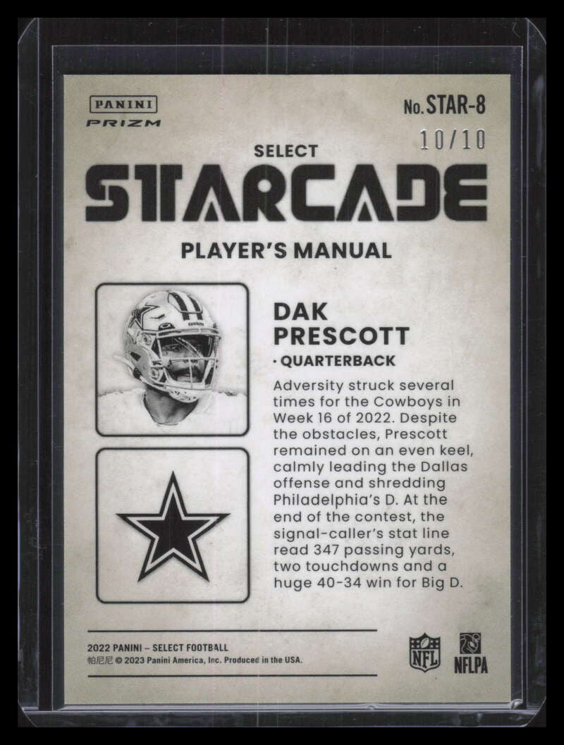2022 Select Starcade Prizm Gold Refractor 8 Dak Prescott 10/10