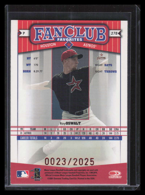 2002 Donruss Best of Fan Club Autographs 278 Roy Oswalt FC Auto 23/75 Fan Club