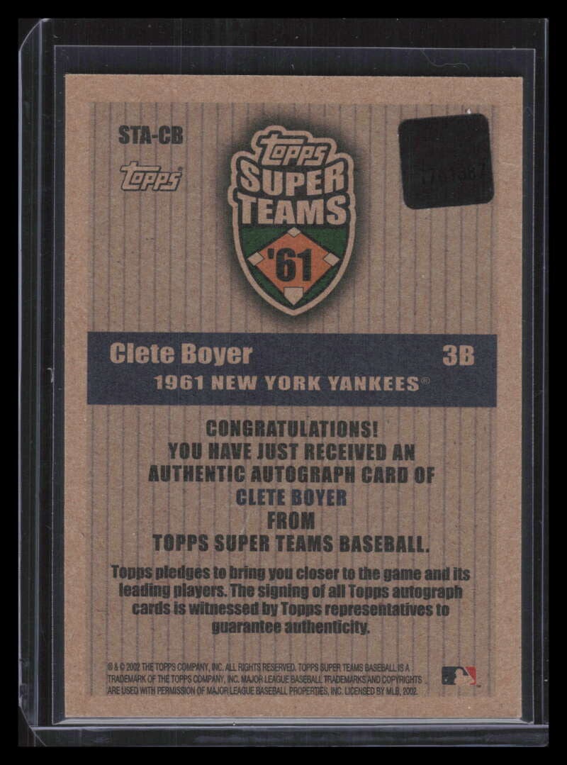 2002 Topps Super Teams Autographs CB Clete Boyer Auto