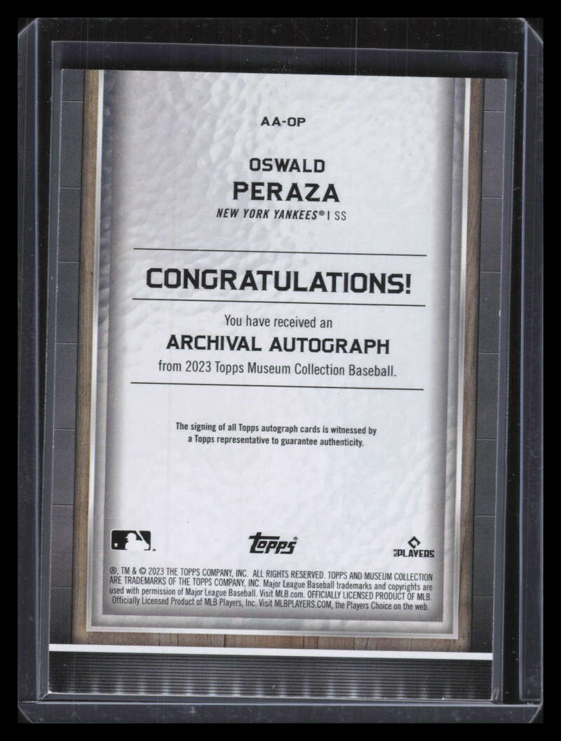 2023 Topps Museum Archival Autographs AAOP Oswald Peraza Rookie Auto 263/299