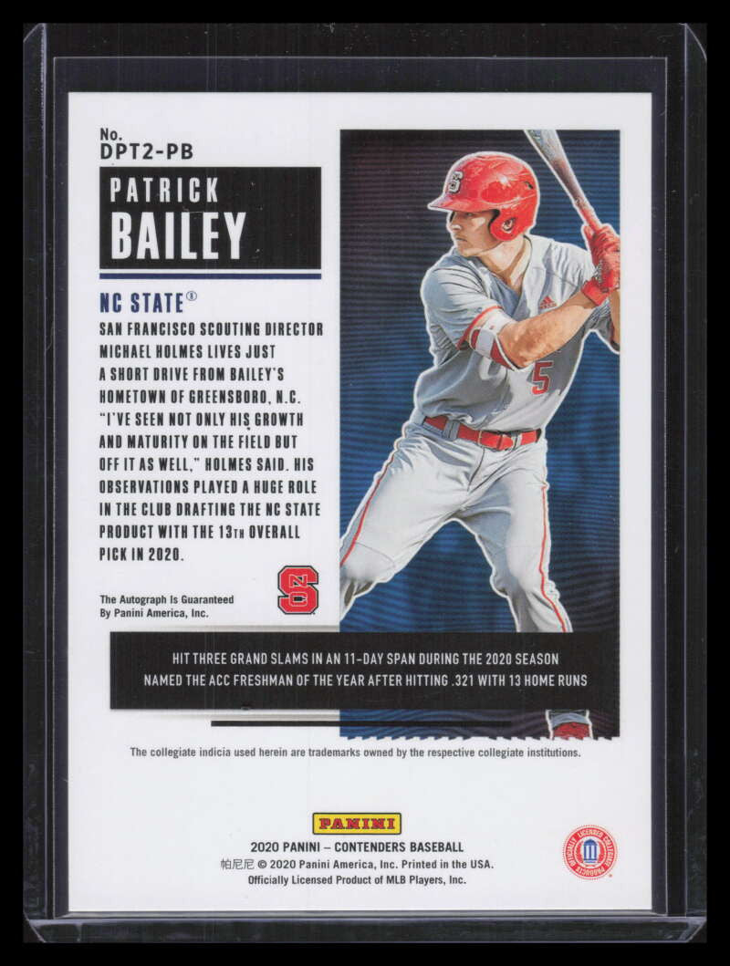 2020 Panini Contenders Draft Pick Autographs Red Patrick Bailey Rookie Auto 5/75