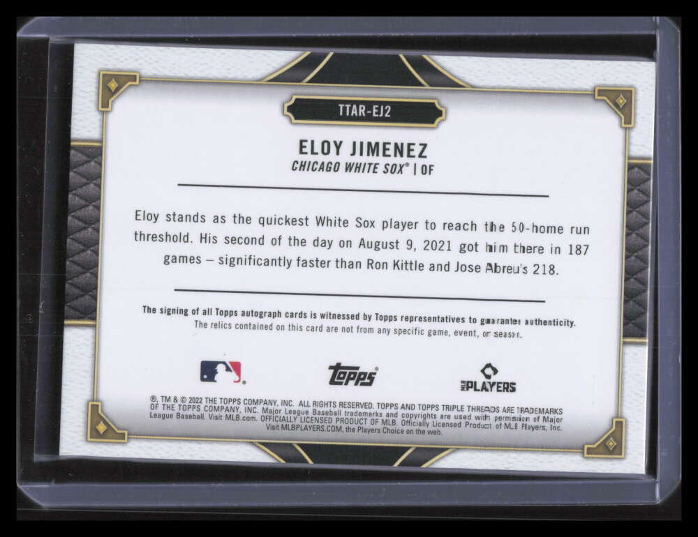 2022 Topps Triple Threads Autograph Amber Eloy Jimenez Bat Jersey Auto 16/18