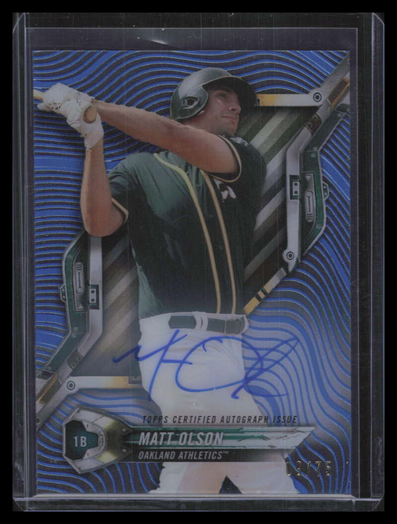 SOLD 148846 2018 Topps High Tek Autographs Blue HTMOS Matt Olson Auto 9/75