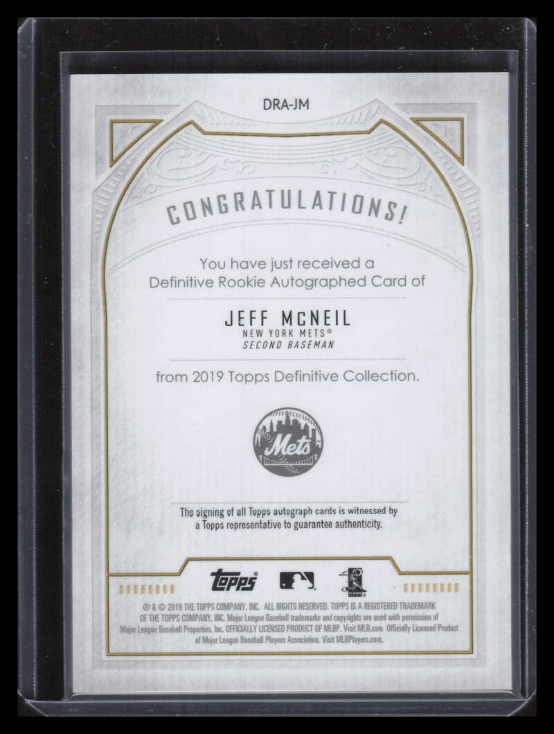 2019 Topps Definitive Collection Autographs Purple Jeff McNeill Rookie Auto 3/10