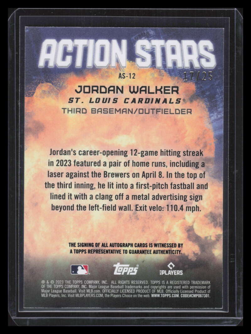 SOLD 148893 2023 Topps Update Action Stars Autographs as12 Jordan Walker Rookie Auto 17/25