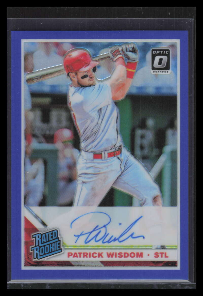 2019 Donruss Optic Rated Signatures Blue 35 Patrick Wisdom Rookie Auto 5/75