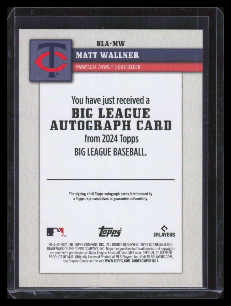 2024 Topps Big League Autographs Gold Foil BLAMW Matt Wallner Auto 29/50