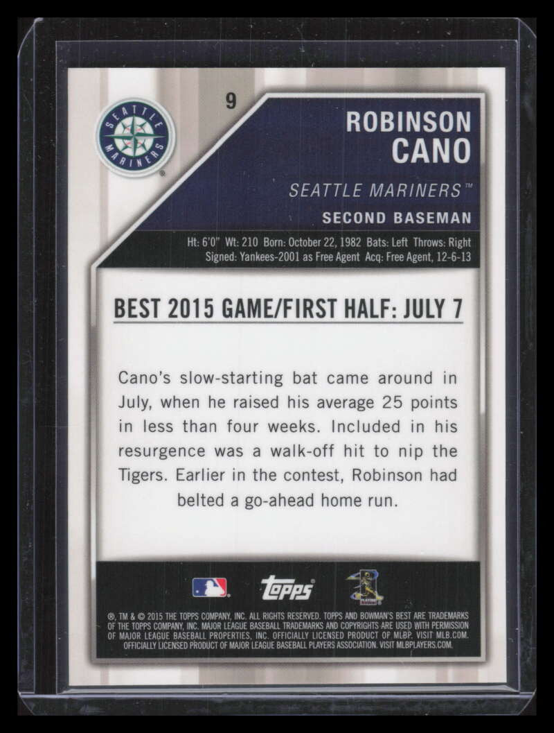 2015 Bowman's Best Gold Refractor 9 Robinson Cano 28/50