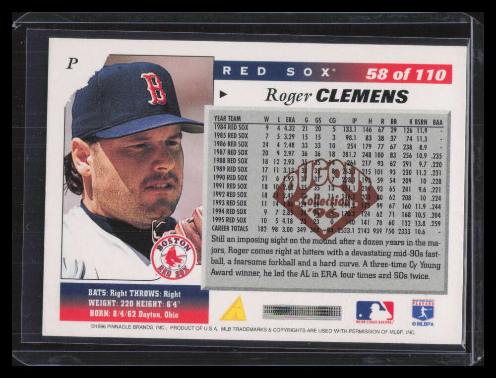 1996 Score Dugout Collection Artist's Proofs b58 Roger Clemens