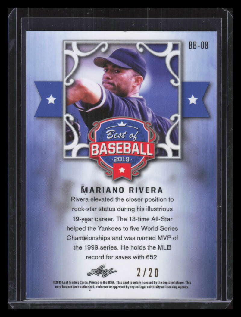 2019 Leaf Best of Baseball Pink bbmr1 Mariano Rivera 2/20