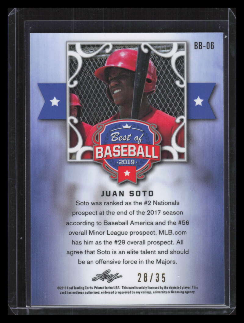 2019 Leaf Best of Baseball Blue bbjs1 Juan Soto 28/35