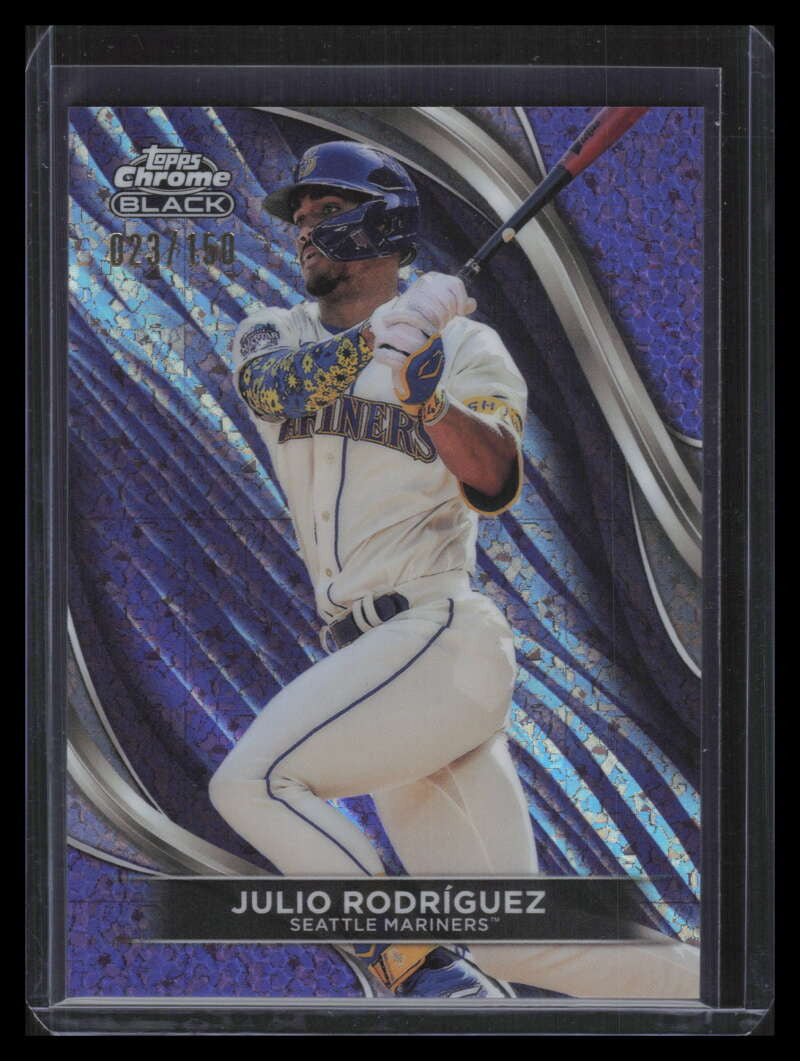 2024 Topps Chrome Black Purple Mini-Diamond Refractor 82 Julio Rodriguez 23/150