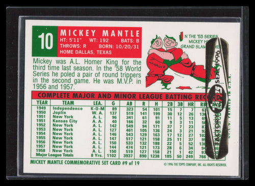 1996 Topps Mantle Case 9 Mickey Mantle 1959 Topps Factory Seal