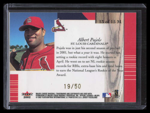 2002 Fleer Focus JE Materialistic Home 13 Albert Pujols 19/50