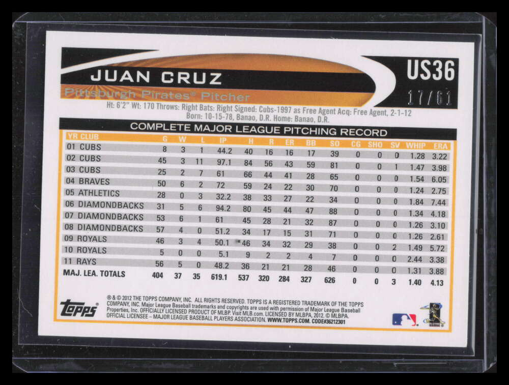 2012 Topps Update Black us36 Juan Cruz 17/61