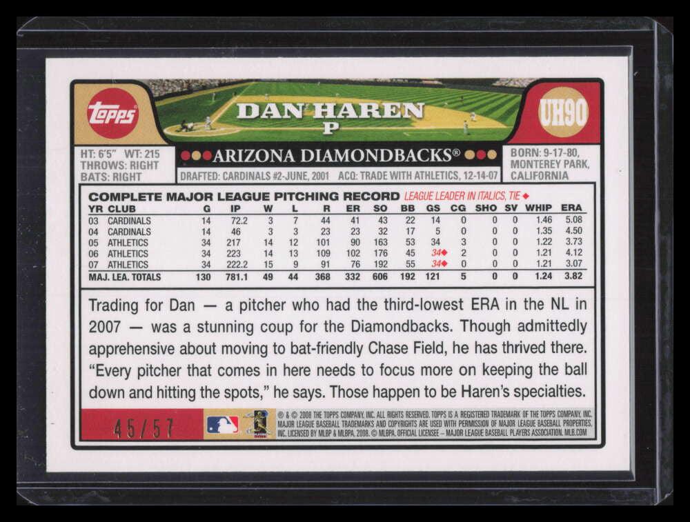 2008 Topps Update Black uh90 Dan Haren 45/57