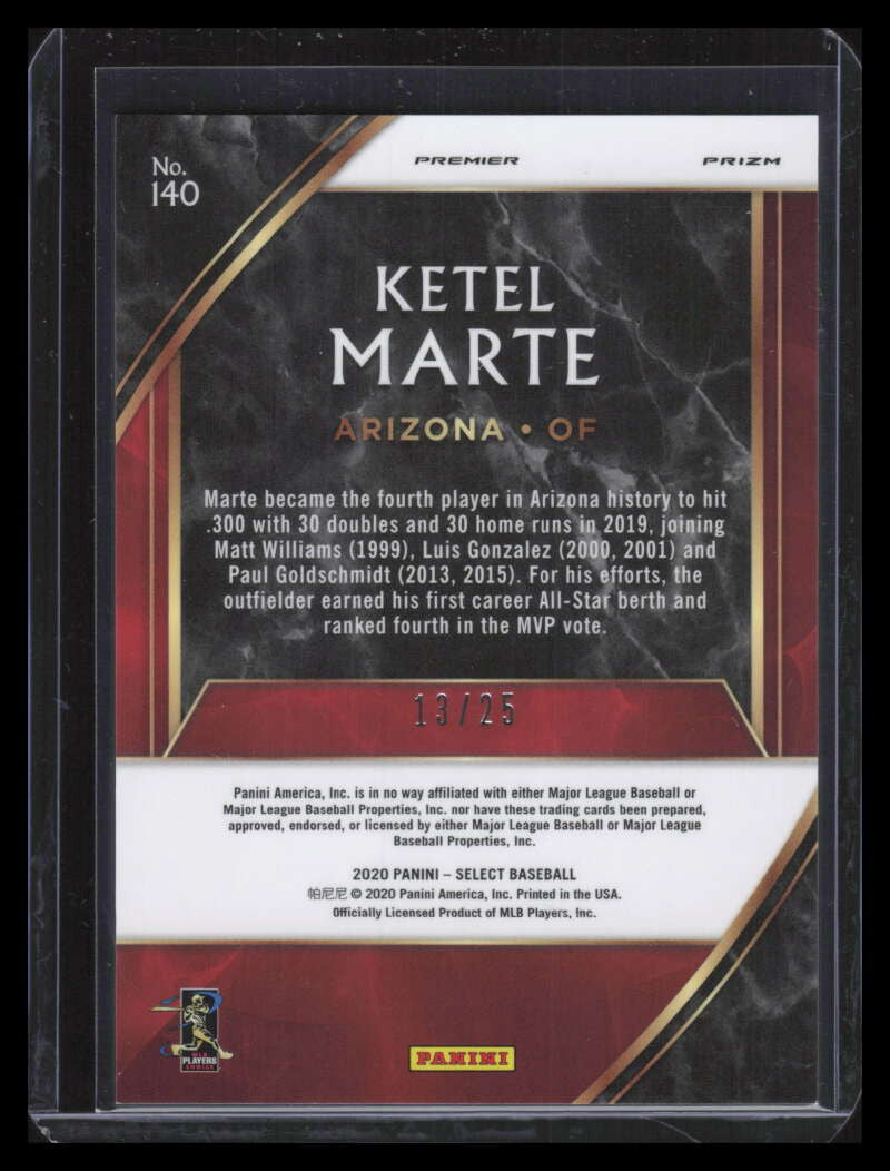 2020 Select Prizms Cracked Ice Refractor 140 Ketel Marte PRM 13/25 Premier