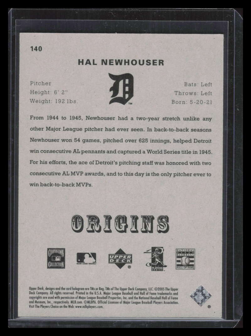 2005 Origins Gold 140 Hal Newhouser RET 19/20 RETIRED