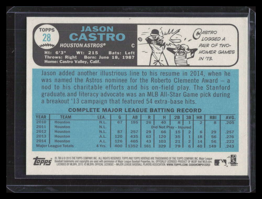 2015 Topps Heritage Blue Back 28 Jason Castro