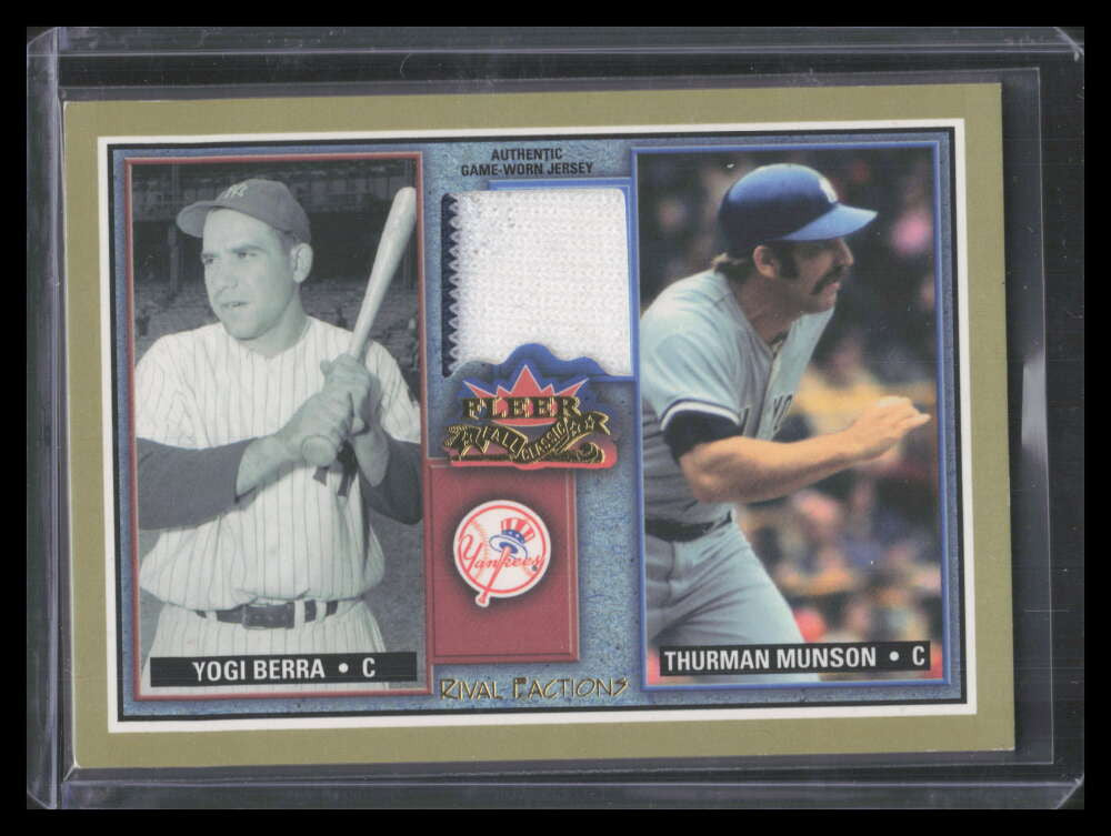 2002 Fleer Fall Classics Rival Factions Yogi Berra Thurman Munson GU Jersey /50