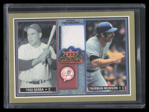 2002 Fleer Fall Classics Rival Factions Yogi Berra Thurman Munson GU Jersey /50