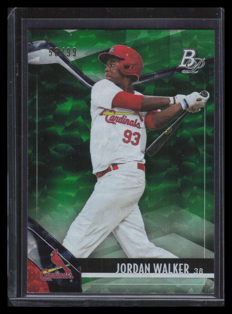 SOLD 149114 2021 Bowman Platinum Prospects Green Icy Foil top34 Jordan Walker Rookie 58/99